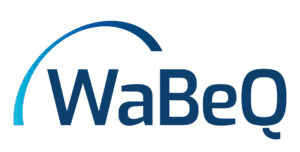 Logo mit dem Schriftzug 'WaBeQ' und einem halbkreisförmigen Bogen darüber in Blautönen